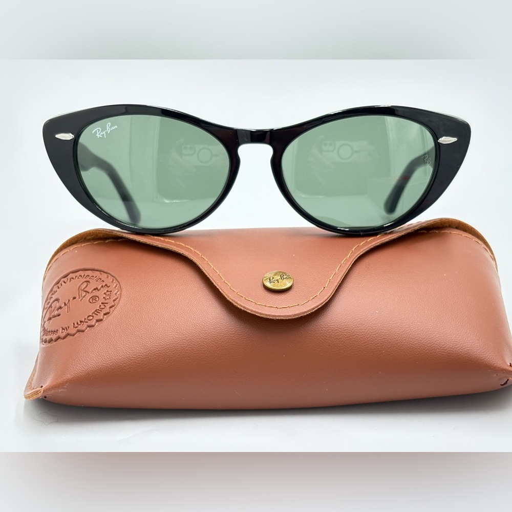 Ray-Ban Nina Black Cat-Eye Sunglasses 901/31 Green G-15 54-140 Comes w/Case - Picture 13 of 16
